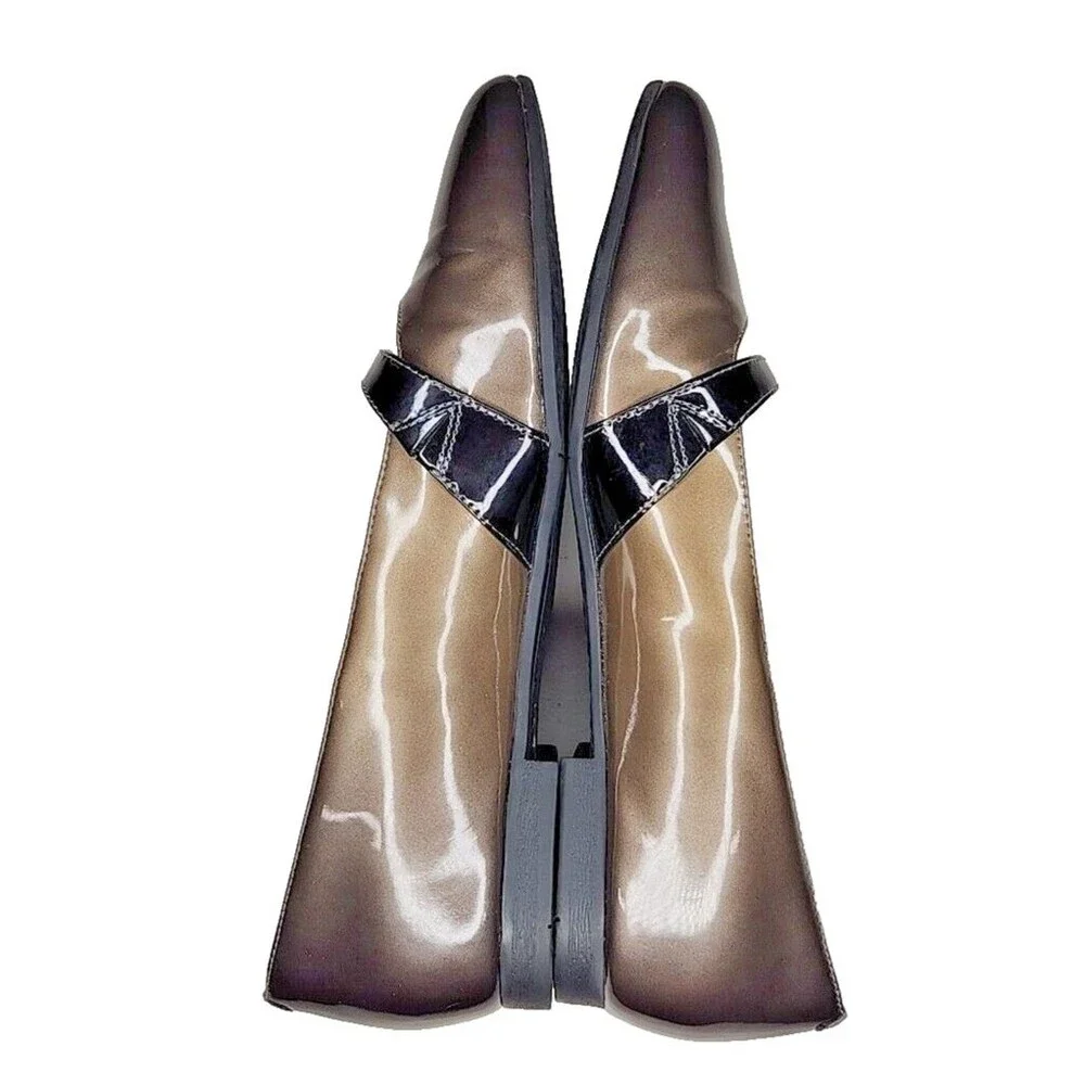 Metallic Brown Ecco Pointed Toe Leather Loafers Flat Slip Ons Size 38 (7-7.5)